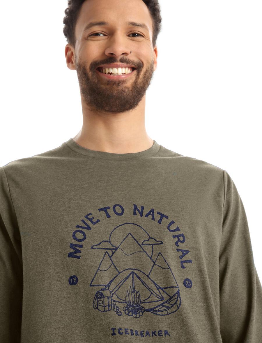 Icebreaker Merino Central Classic T-Shirt Canopy Camper Miesten Long Sleeve Oliivinvihreä | FI 1225DFMN